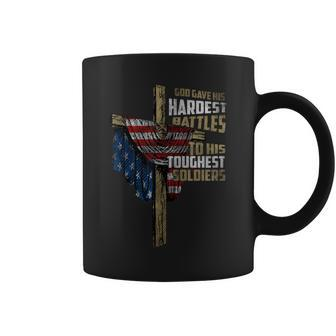 God Gave His Hardest Battles To His Toughest Soldiers Cancer Coffee Mug - Seseable