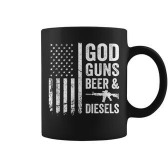 God Guns Beer & Diesels Diesel Truck Mechanic Usa Flag Coffee Mug