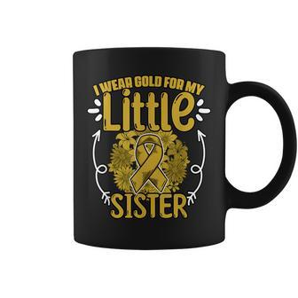 Gold For Little Sister Gold Ribbon Childhood Cancer Coffee Mug | Mazezy