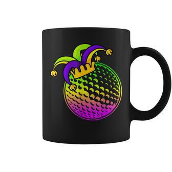 Golf Ball With Jester Hat Mardi Gras Fat Tuesday Parade Men Coffee Mug - Seseable