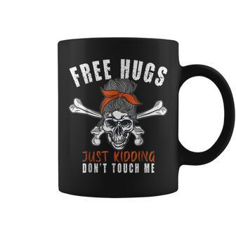 Goth Punk Mom Free Hugs Dont Touch Me Funny Skull Coffee Mug | Mazezy