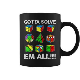 Gotta Solve Em All Speed Cubing Competitive Puzzles Cube Coffee Mug - Seseable