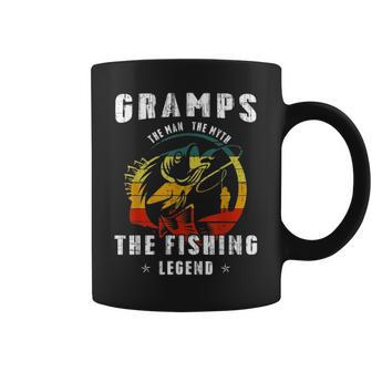 Gramps Man Myth Fishing Legend Funny Fathers Day Gift Coffee Mug - Seseable