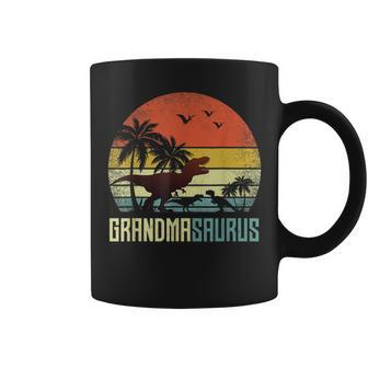 Grandma Dinosaur Grandmasaurus 2 Two Kids Coffee Mug | Mazezy