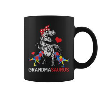 Grandmasaurus T Rex Dinosaur Grandma Saurus Autism Awareness Coffee Mug | Mazezy