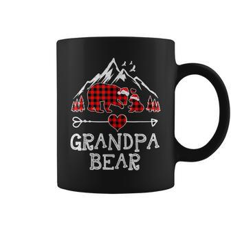 Grandpa Bear Christmas Pajama Red Plaid Buffalo Family Gift Coffee Mug | Mazezy