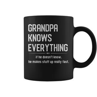 Grandpa Knows Everything Design For Grandpa Funny Fathers Coffee Mug | Mazezy