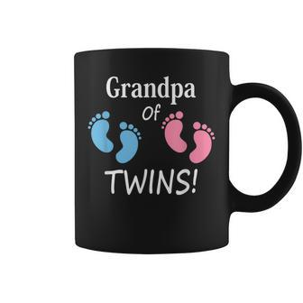 Grandpa Of Boy And Girl Twins Footprint Design Grandfather Coffee Mug | Mazezy