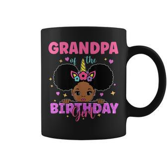 Grandpa Of The Birthday Girl Melanin Afro Unicorn Princess Coffee Mug | Mazezy