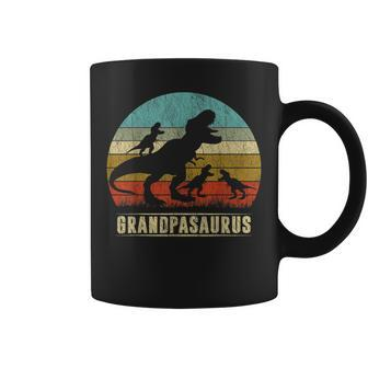 Grandpasaurus Rex Grandpa Dinosaur 3 Three Kids Fathers Day Coffee Mug | Mazezy