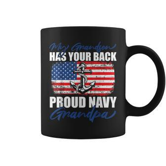 Grandson Proud Navy Grandpa Anchor Coffee Mug - Seseable
