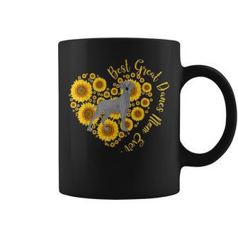 Great Danes Mom Sunflower Heart Funny Mothers Day Coffee Mug - Seseable