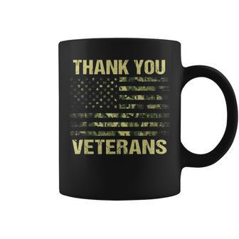 Green Camouflage American Flag - Thank You Veterans Camo Coffee Mug - Seseable