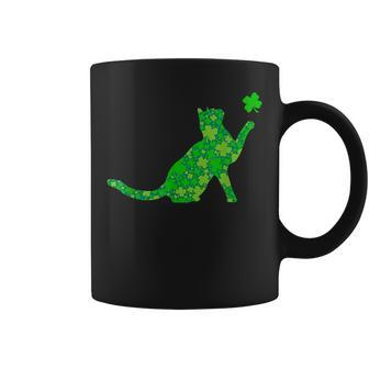 Green Cat Shamrocks Cat Lover St Patricks Day Coffee Mug - Seseable