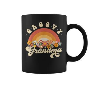 Groovy Grandma Retro Rainbow Colorful Flowers Design Coffee Mug | Mazezy