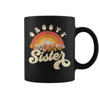 Groovy Sister Retro Rainbow Colorful Flowers Design Coffee Mug | Mazezy