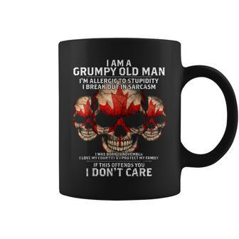 Grumpy Old Man November Birthday Canadian Flag Skull Coffee Mug - Thegiftio UK