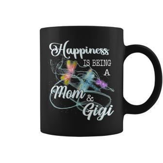 Happiness Is Being A Mom & Gigi Dragonfly Mothers Day Coffee Mug - Seseable