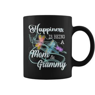 Happiness Is Being A Mom & Grammy Dragonfly Mothers Day Coffee Mug - Seseable