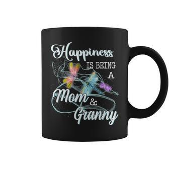 Happiness Is Being A Mom & Granny Dragonfly Mothers Day Coffee Mug - Seseable