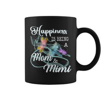 Happiness Is Being A Mom & Mimi Dragonfly Mothers Day Coffee Mug - Seseable