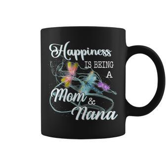 Happiness Is Being A Mom & Nana Dragonfly Mothers Day Coffee Mug - Seseable