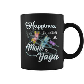 Happiness Is Being A Mom & Yaya Dragonfly Mothers Day Coffee Mug - Seseable