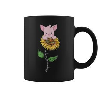 Happiness Is Being A Mom Pig Sunflower Coffee Mug - Seseable