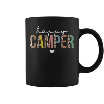 Happy Camper Leopard Camping Lover Outdoor Activities Camper Coffee Mug | Mazezy