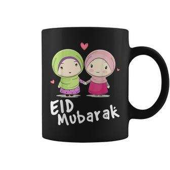 Happy Eid Mubarak Calligraphy With Hijab Muslim Girls Coffee Mug | Mazezy
