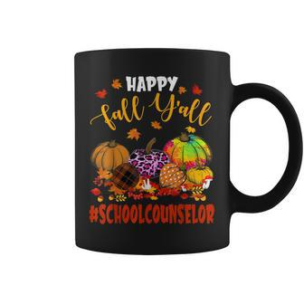 Happy Fall Yall School Counselor Pumpkin Plaid Leopard Coffee Mug - Thegiftio UK