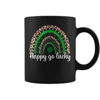 Happy Go Lucky St Patricks Day Rainbow Lucky Clover Shamrock Coffee Mug - Seseable