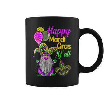Happy Mardi Gras Yall Gnome Mardi Gras 2023 Beads Mask Coffee Mug - Seseable