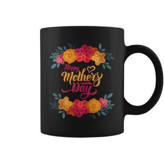 Happy Mothers Day Lettering Illustration With Red Flowers Gift For Womens Coffee Mug - Thegiftio UK
