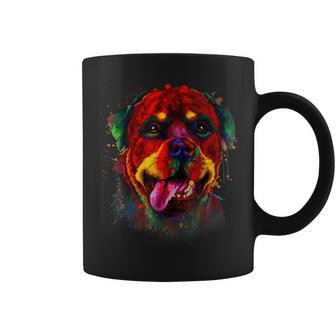 Happy Smiling Rottweiler Colorful Splash Coffee Mug - Thegiftio UK