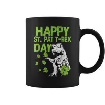 Happy St Pat T Rex Day Saint Shenanigan Clover Irishman Coffee Mug - Seseable