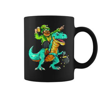 Happy St Pat T Rex Saint Patricks Day Leprechaun Dinosaur Coffee Mug - Seseable