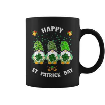 Happy St Patricks Day Funny Three Gnomes Holding Shamrock Coffee Mug - Seseable