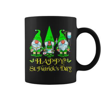 Happy St Patricks Day Three Gnomes Nurse Shamrock Irish Coffee Mug - Seseable