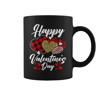 Happy Valentines Day Hearts With Leopard Plaid Valentine Coffee Mug - Seseable