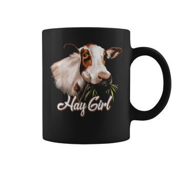Hay Girl Funny White Cow Mom Kids Girls Women Coffee Mug - Seseable
