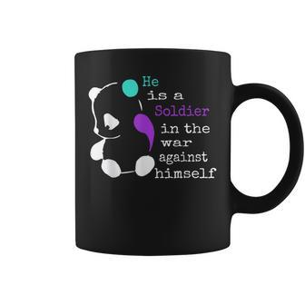 He Is A Soldier Semicolon Gift Suicide Prevention Awareness Coffee Mug | Mazezy