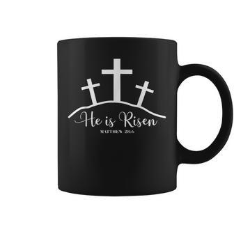 He Is Risen Happy Easter Day Christian Cross Jesus Men Women Coffee Mug | Mazezy