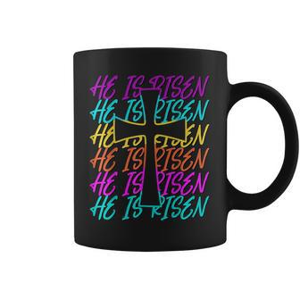 He Is Risen Jesus Cross Religious Christian Easter Day Coffee Mug | Mazezy CA