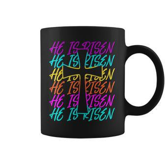 He Is Risen Jesus Cross Religious Christian Easter Day Coffee Mug | Mazezy