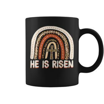 He Is Risen Leopard Rainbow Christian Jesus Happy Easter Day Coffee Mug - Seseable