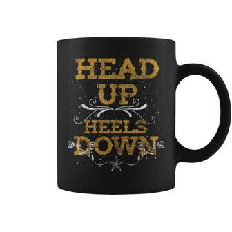 Head Up And Heels Down Funny Horseback Riding Horse Coffee Mug | Mazezy