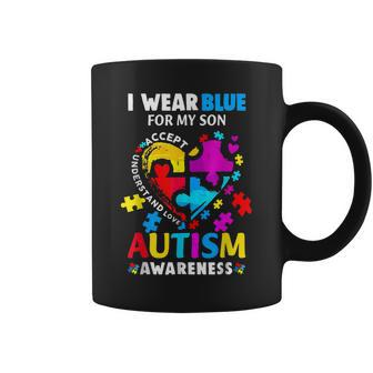 Heart I Wear Blue For My Son Autism Awareness Month Coffee Mug | Mazezy