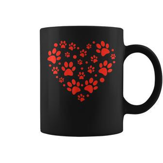 Heart Paw Print Valentines Cute Dog Love Doggie Puppy Lover Coffee Mug - Seseable