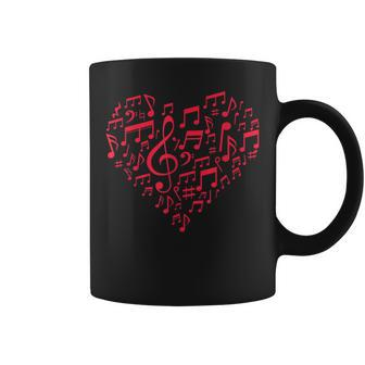 Heart Shape Musical Notes Music Lovers Valentines Day V3 Coffee Mug - Seseable